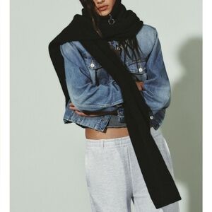 Zara High Collar Scarf With Zipper Detail